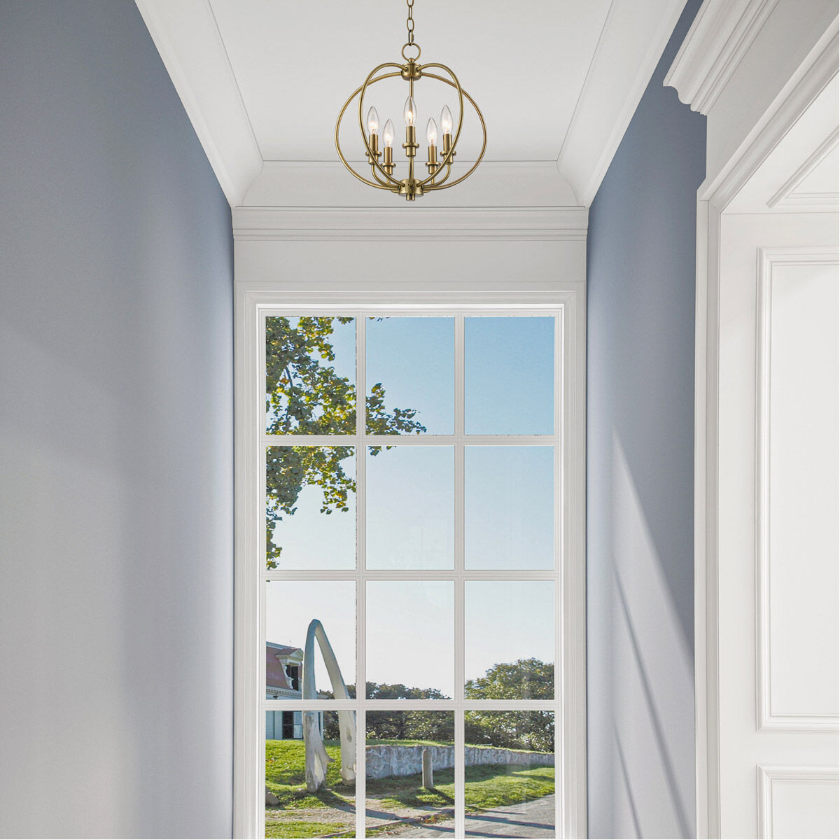 Milania 5 Light 16 inch Antique Brass Convertible Mini Chandelier/Ceiling Mount Ceiling Light