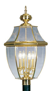 Monterey 4 Light 29 inch Polished Brass Outdoor Post Top Lantern