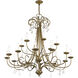 Daphne 18 Light 42 inch Antique Gold Leaf Chandelier Ceiling Light, Extra Large