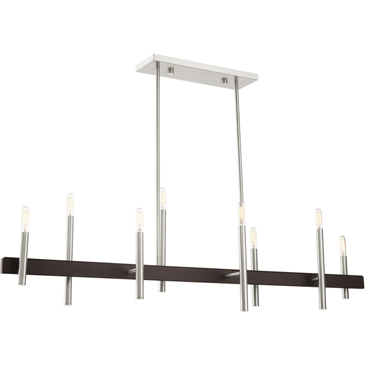 Denmark 8 Light 9 inch Brushed Nickel with Bronze Accents Chandelier Ceiling Light