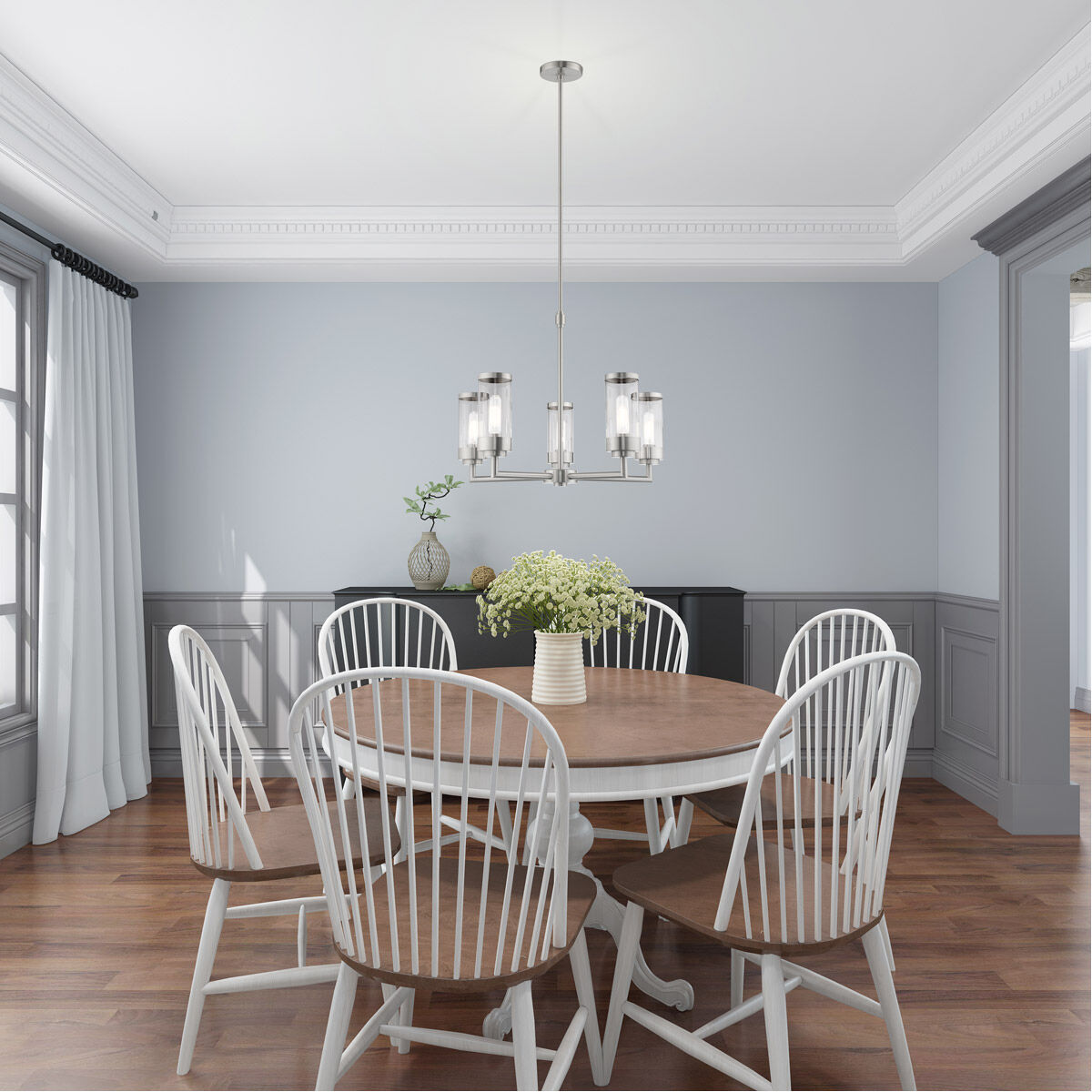 Hillcrest 5 Light 26 inch Brushed Nickel Chandelier Ceiling Light