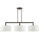 Meridian 3 Light 51 inch Black Chrome Linear Chandelier Ceiling Light