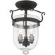 Jefferson 3 Light 10 inch Black Semi-Flush Mount Ceiling Light