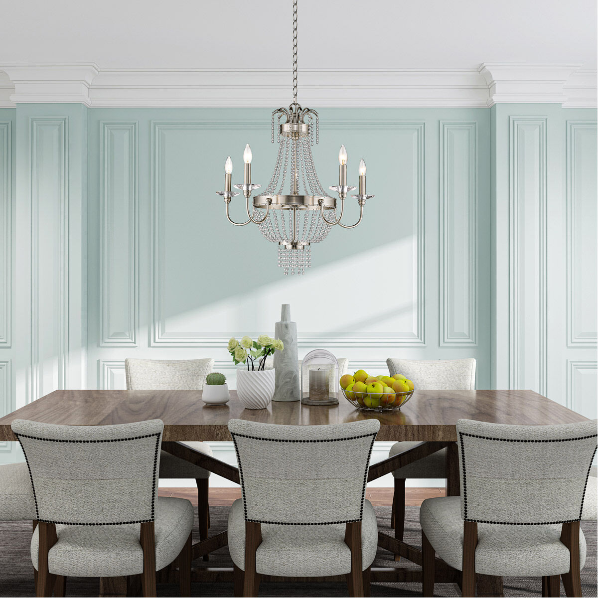 Valentina 5 Light 26 inch Brushed Nickel Chandelier Ceiling Light