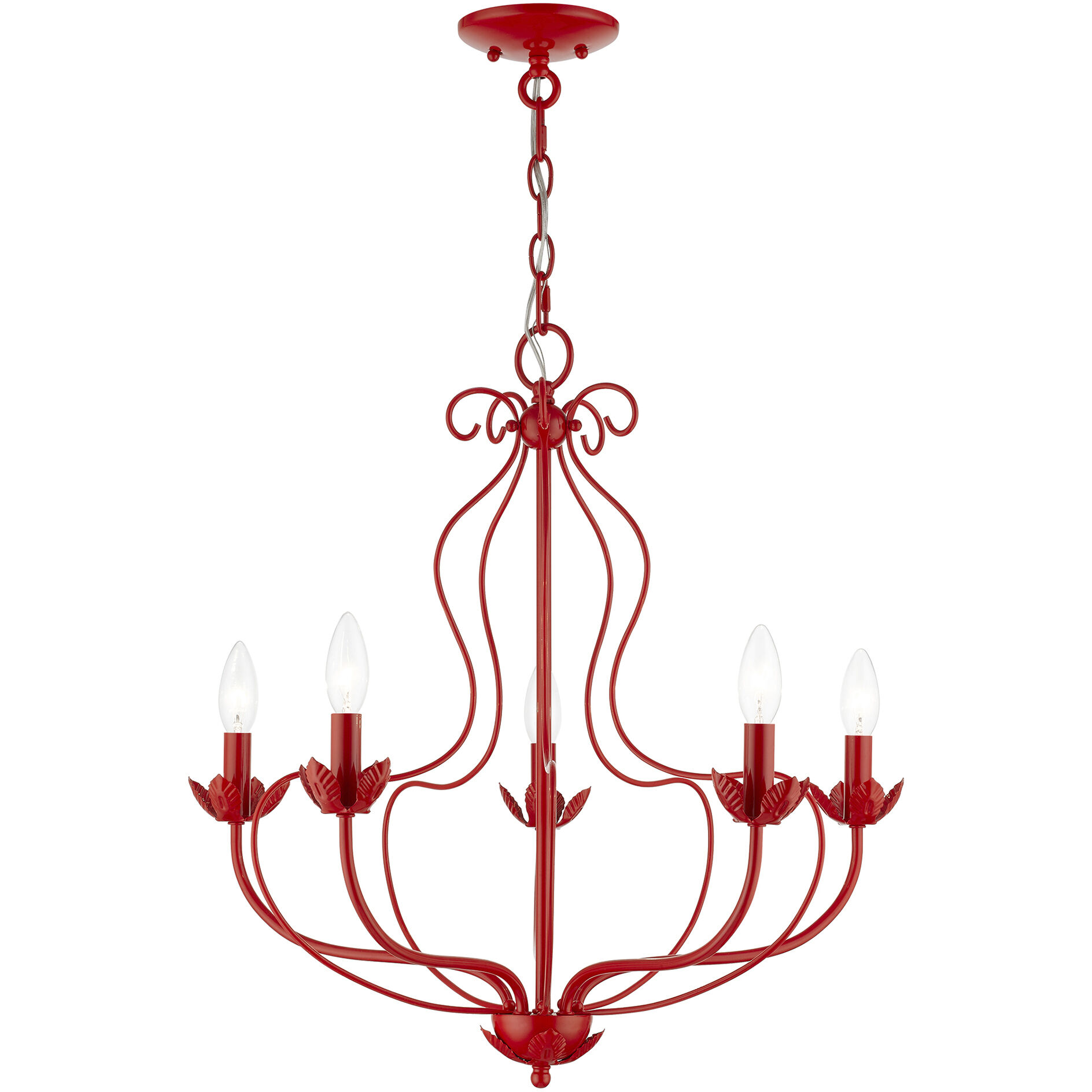 Katarina 5 Light 23 inch Shiny Red Chandelier Ceiling Light