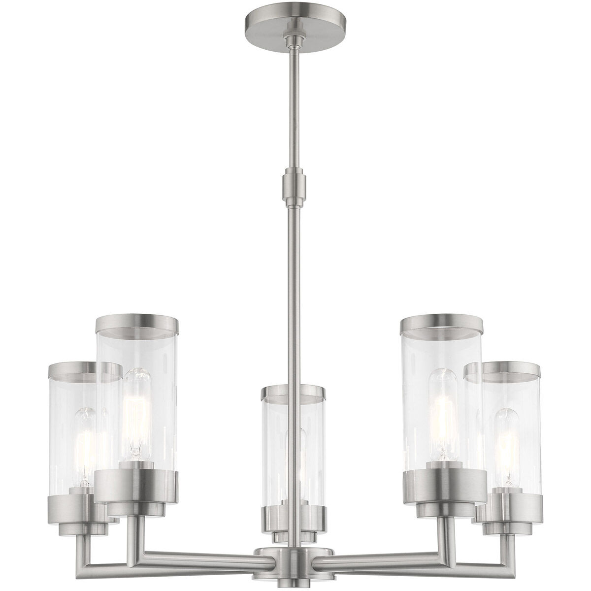 Hillcrest 5 Light 26 inch Brushed Nickel Chandelier Ceiling Light