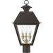 Wentworth 3 Light 22 inch Bronze with Antique Brass Finish Cluster Outdoor Post Top Lantern, Large