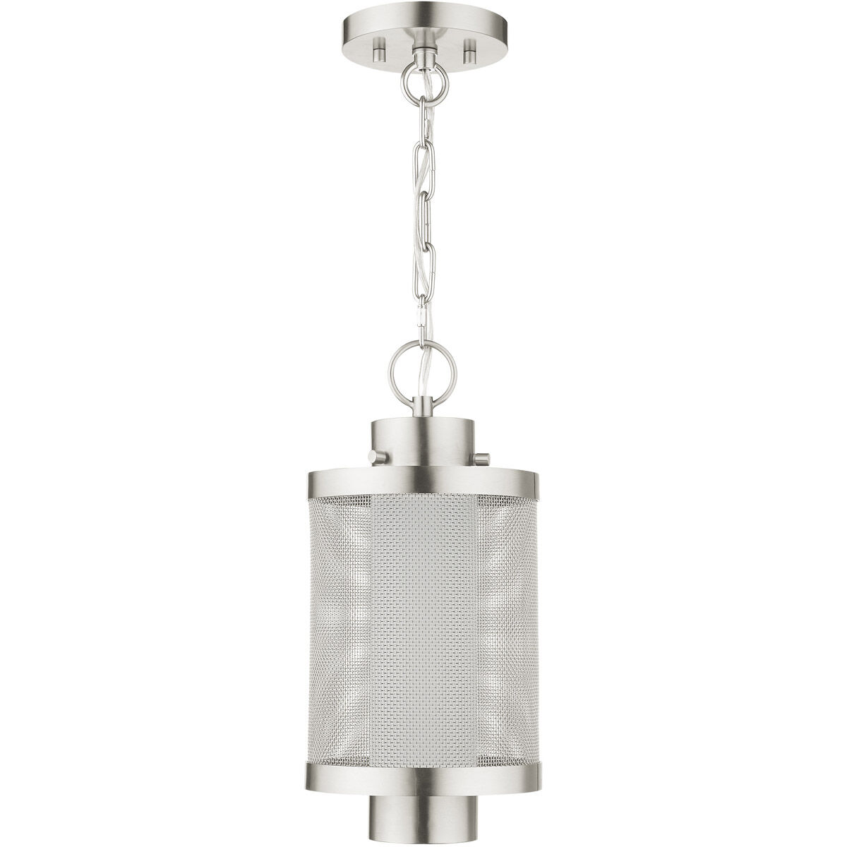 Nottingham 1 Light 9 inch Brushed Nickel Outdoor Pendant Lantern