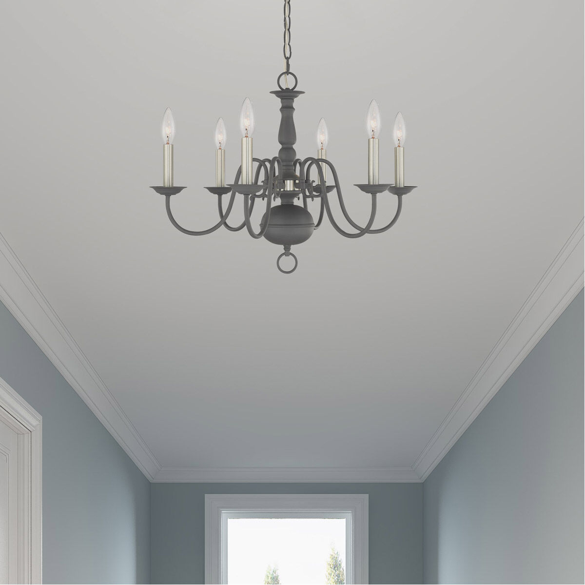 Williamsburgh 6 Light 24 inch Scandinavian Gray Chandelier Ceiling Light