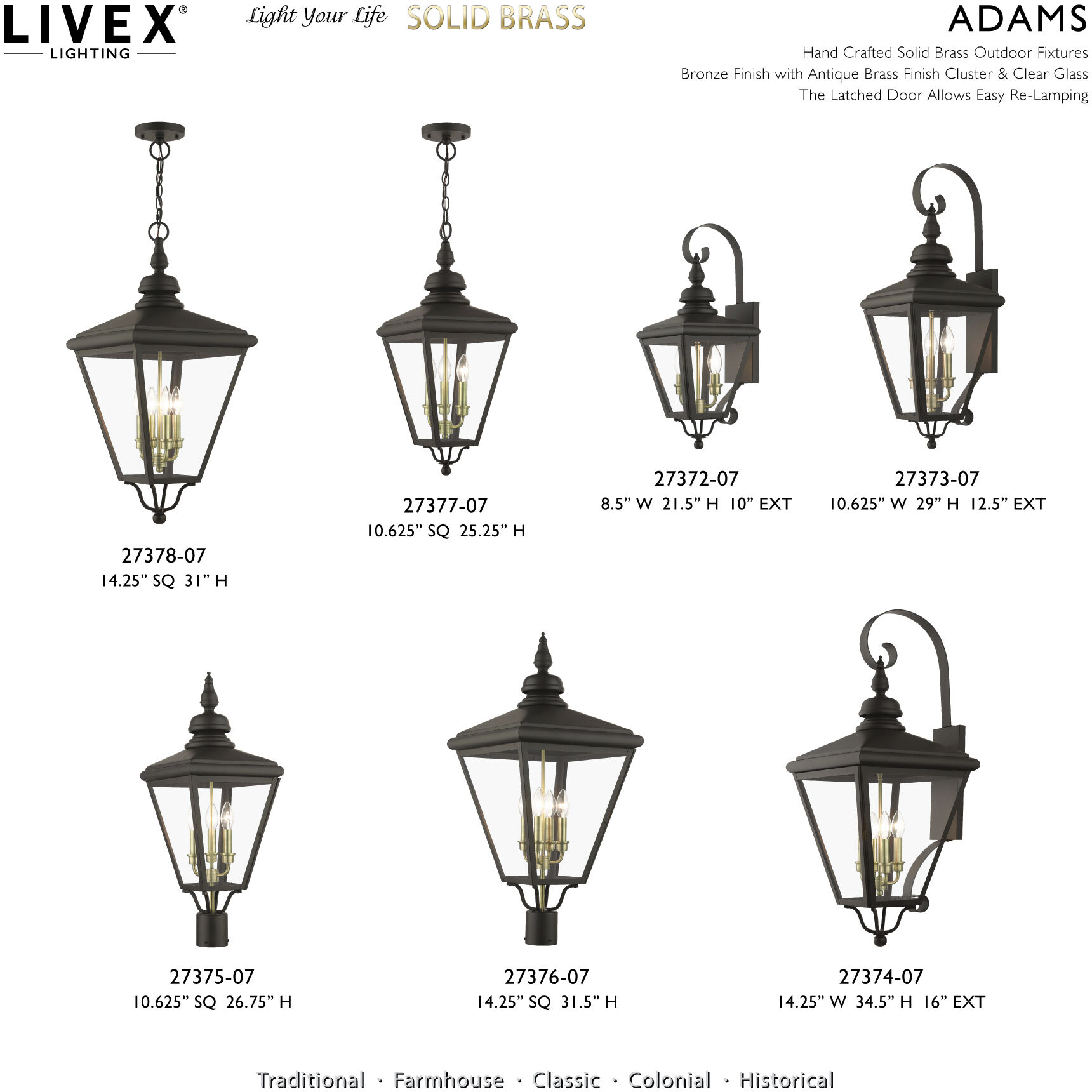 Adams 4 Light 31.5 inch Bronze with Antique Brass Finish Cluster Outdoor Extra Large Post Top Lantern