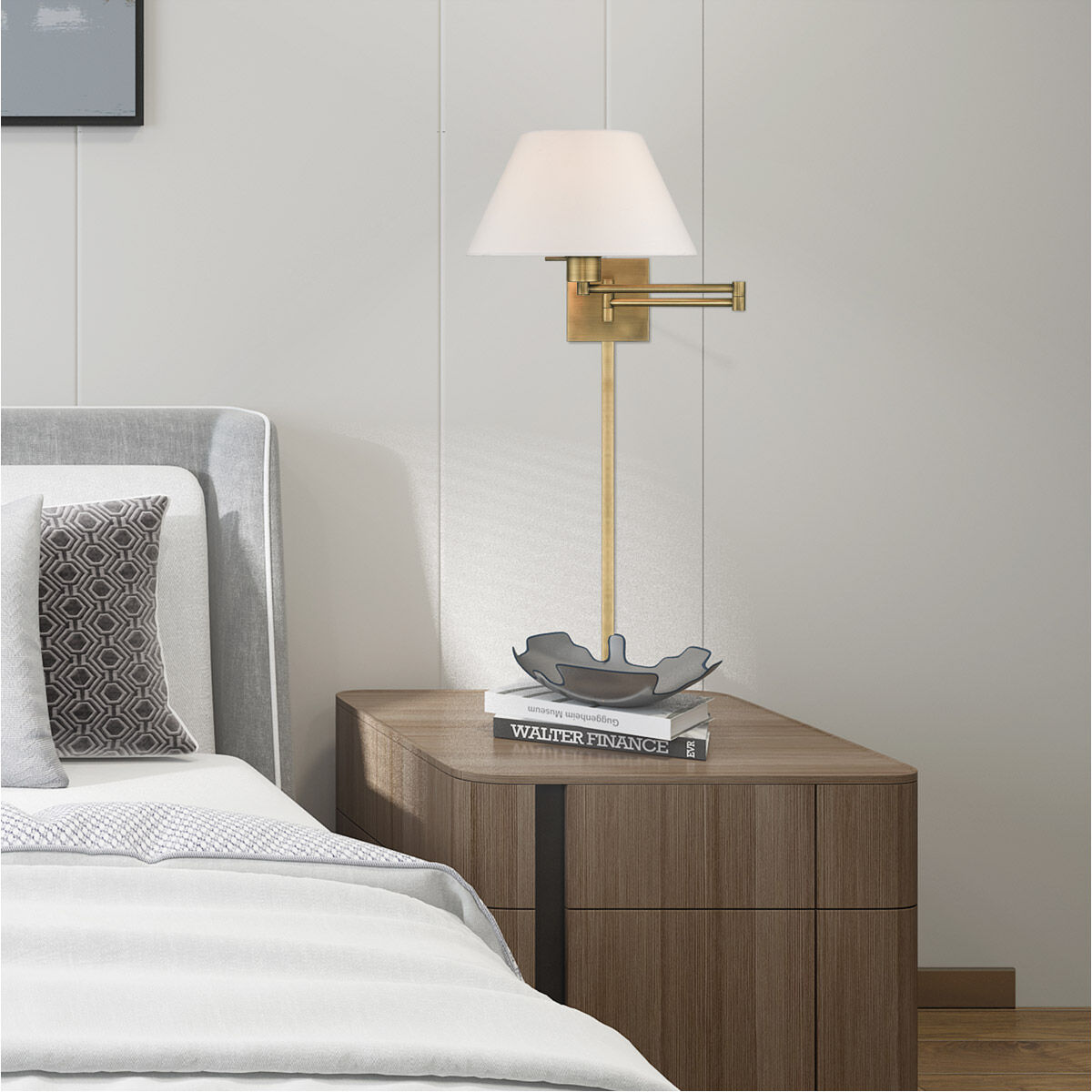 Allison 25 inch 100.00 watt Antique Brass Swing Arm Wall Lamp Wall Light 