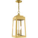 Oslo 3 Light 8 inch Satin Brass Outdoor Pendant Lantern