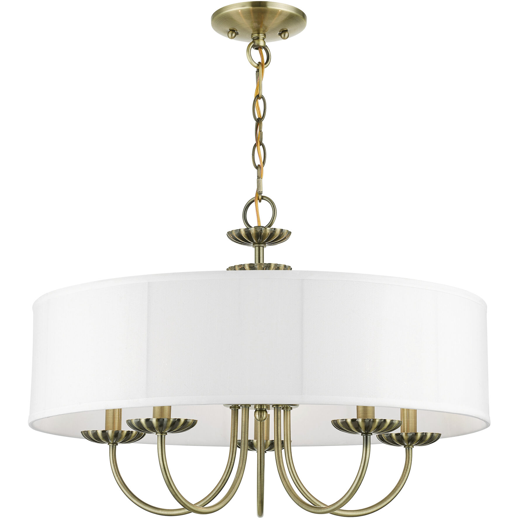 Brookdale 5 Light 23 inch Antique Brass Pendant Chandelier Ceiling Light