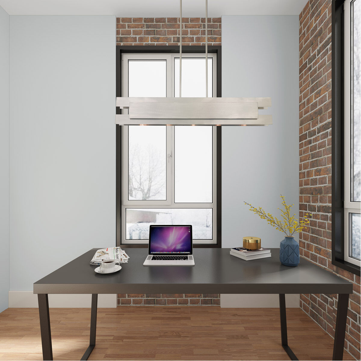 Varick 5 Light 46 inch Brushed Nickel Linear Chandelier Ceiling Light