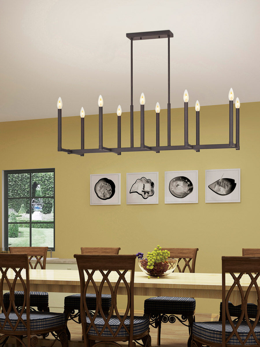 Alpine 10 Light 43 inch Bronze Linear Chandelier Ceiling Light