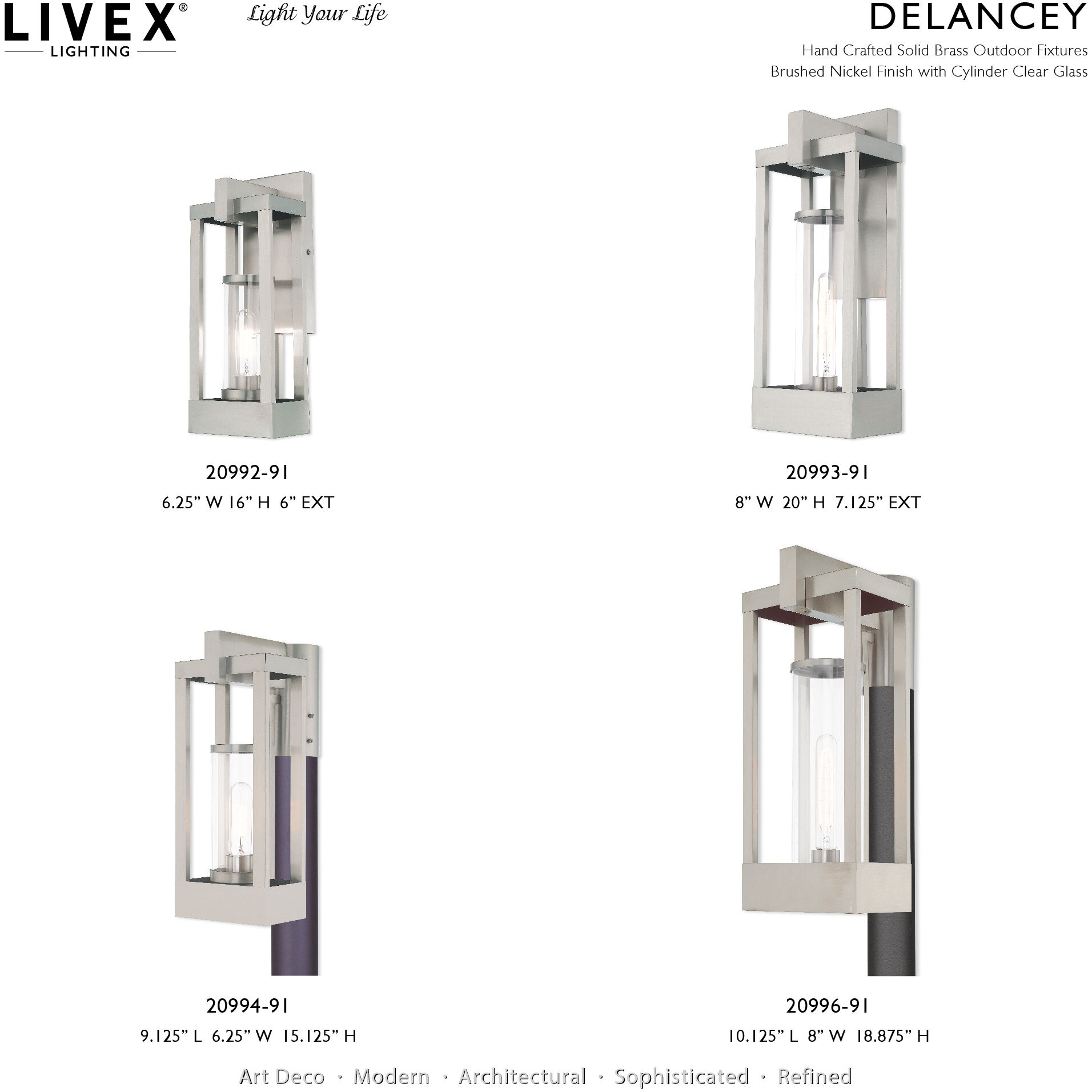 Delancey 1 Light 20 inch Brushed Nickel Outdoor Wall Lantern