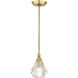 Brussels 1 Light 7 inch Natural Brass Pendant Ceiling Light, Crystal, Single