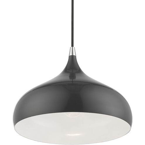Amador 1 Light 12 inch Shiny Dark Gray with Polished Chrome Accents Pendant Ceiling Light