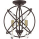 Aria 3 Light 13 inch Bronze Convertible Chandelier / Semi Flush Ceiling Light