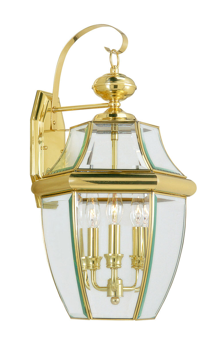 Monterey 3 Light 23 inch Polished Brass Outdoor Wall Lantern