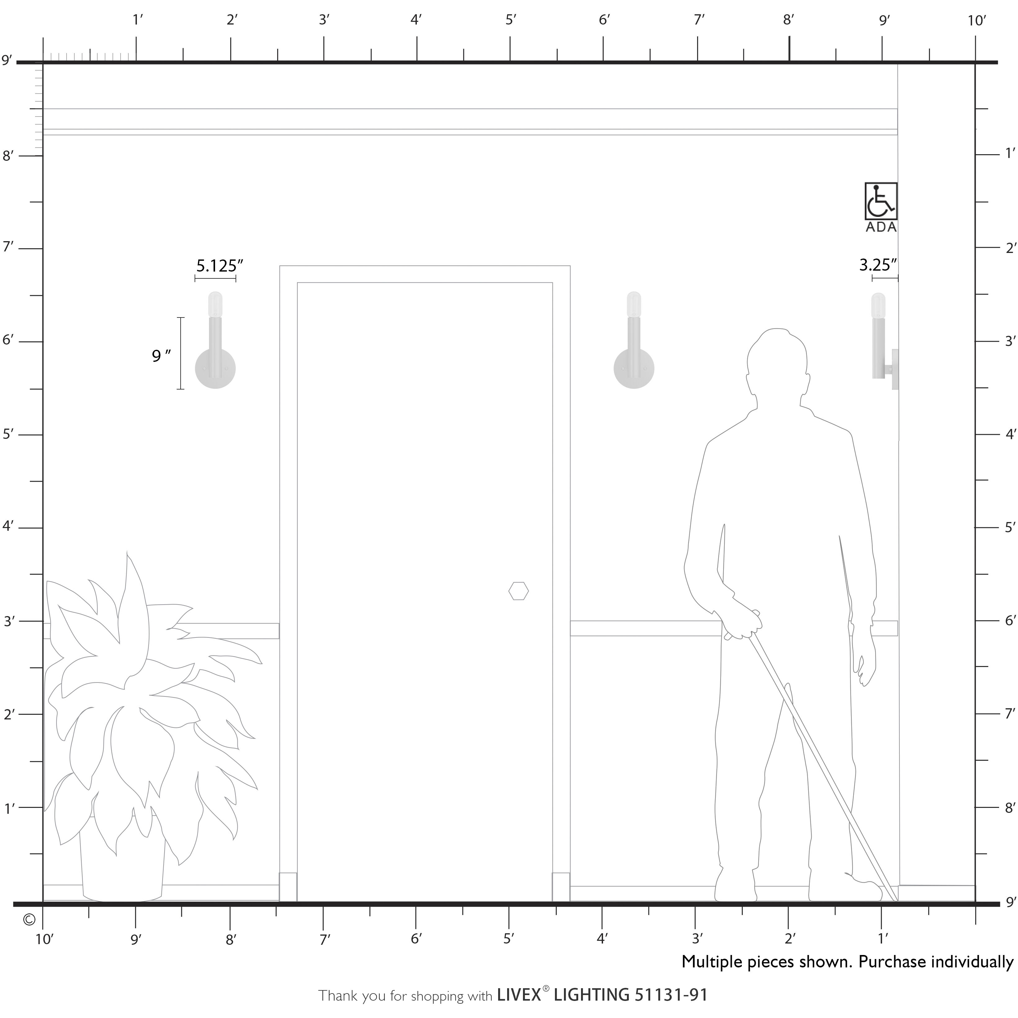 Copenhagen 1 Light 5.13 inch Brushed Nickel ADA Wall Sconce Wall Light, Single
