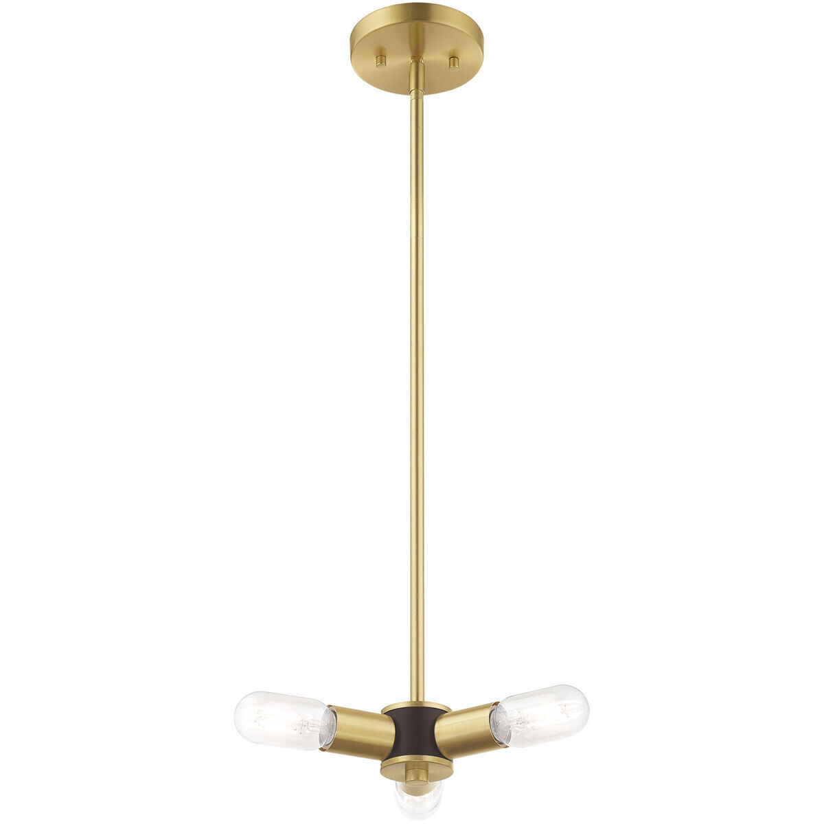 Copenhagen 3 Light 13 inch Satin Brass Mini Chandelier Ceiling Light