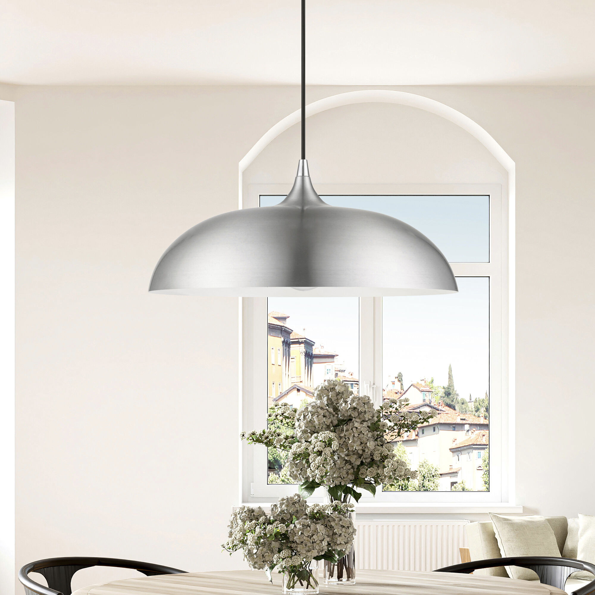 Amador 1 Light 18 inch Brushed Aluminum with Polished Chrome Accents Pendant Ceiling Light