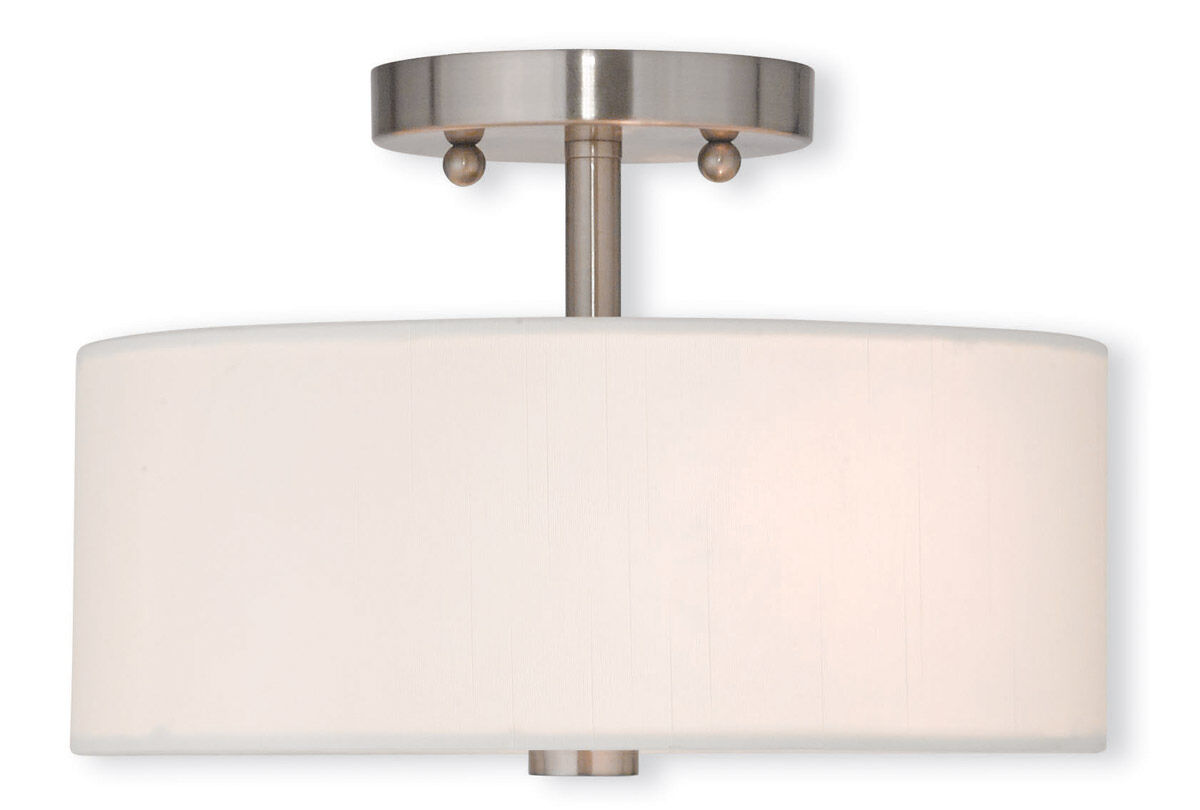 Meridian 2 Light 11 inch Brushed Nickel Semi-Flush Mount Ceiling Light