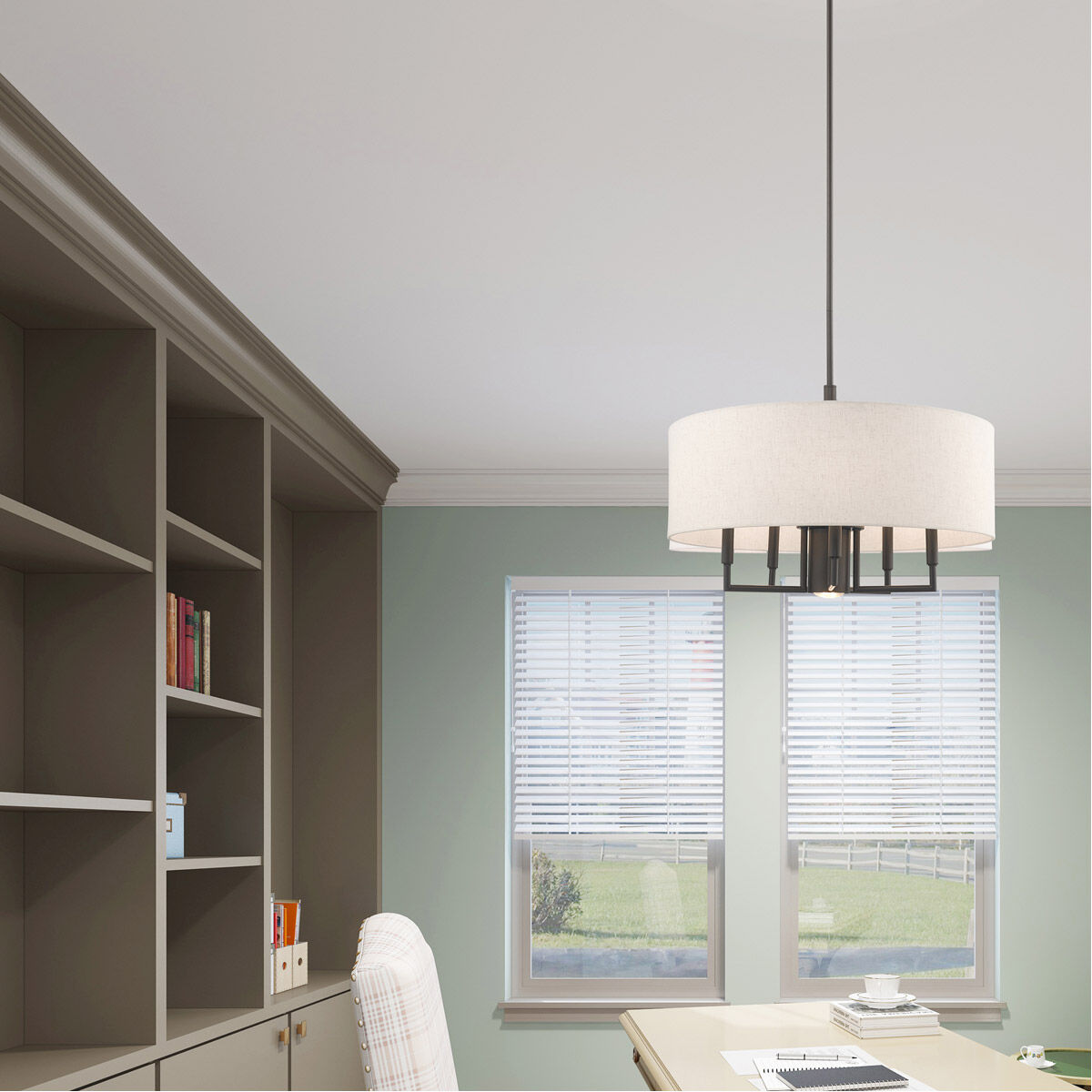 Meridian 6 Light 24 inch English Bronze Pendant Chandelier Ceiling Light