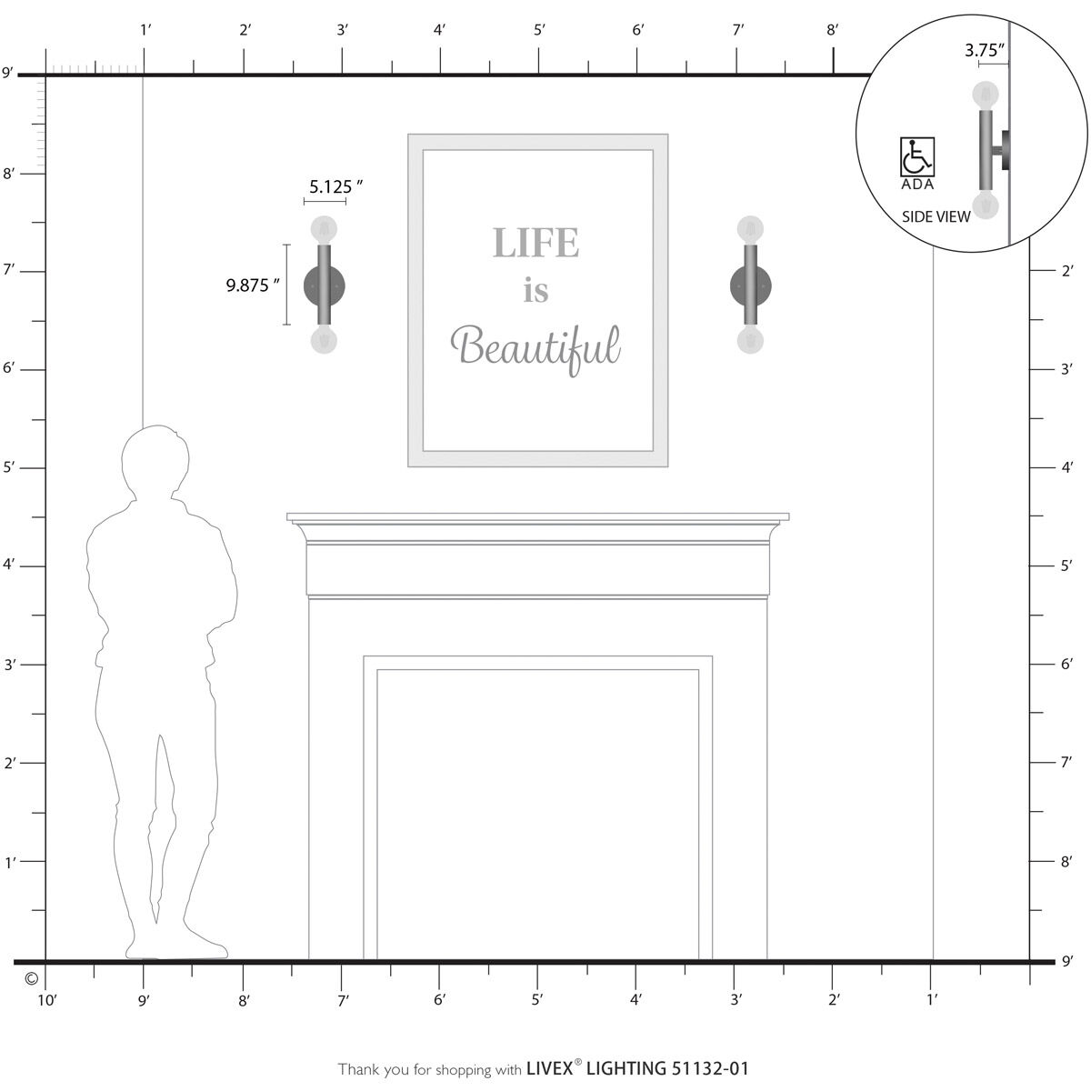 Copenhagen 2 Light 5 inch Antique Brass ADA ADA Wall Sconce Wall Light