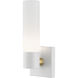 Aero ADA Wall Sconce Wall Light in Textured White with Antique Brass Accent