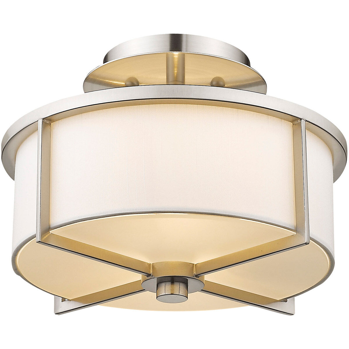 Wesley 2 Light 11 inch Brushed Nickel Semi-Flush Mount Ceiling Light