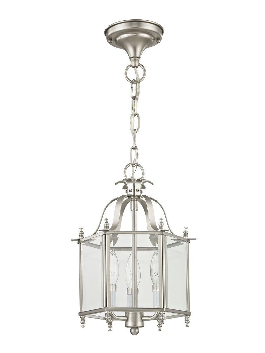 Livingston 3 Light 10 inch Brushed Nickel Convertible Mini Pendant/Ceiling Mount Ceiling Light