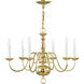 Williamsburgh 6 Light 24 inch Polished Brass Chandelier Ceiling Light