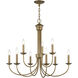 Estate 9 Light 30 inch Antique Gold Leaf Chandelier Ceiling Light, Large, 2-Tier