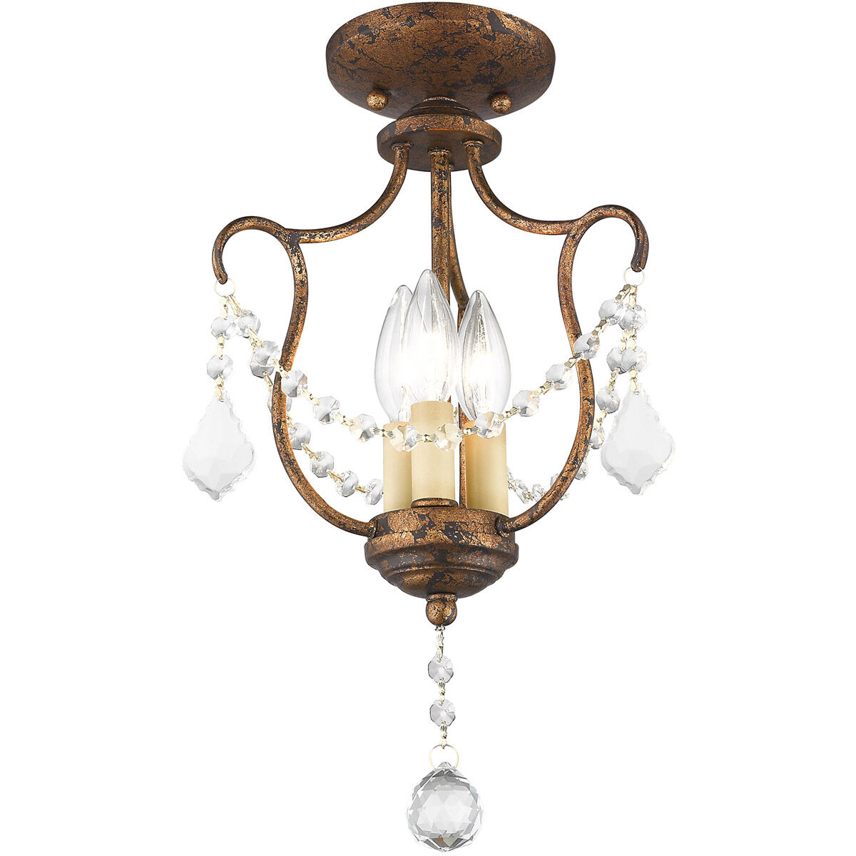 Chesterfield 3 Light 10 inch Hand Applied Venetian Golden Bronze Convertible Mini Pendant/Ceiling Mount Ceiling Light