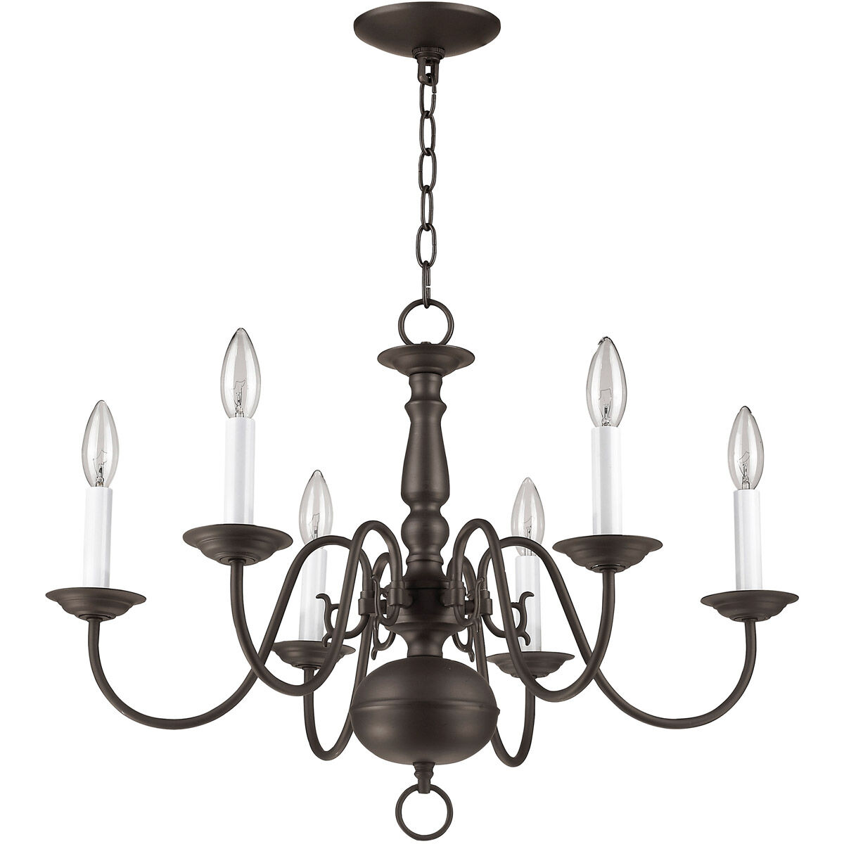 Williamsburgh 6 Light 24 inch Bronze Chandelier Ceiling Light