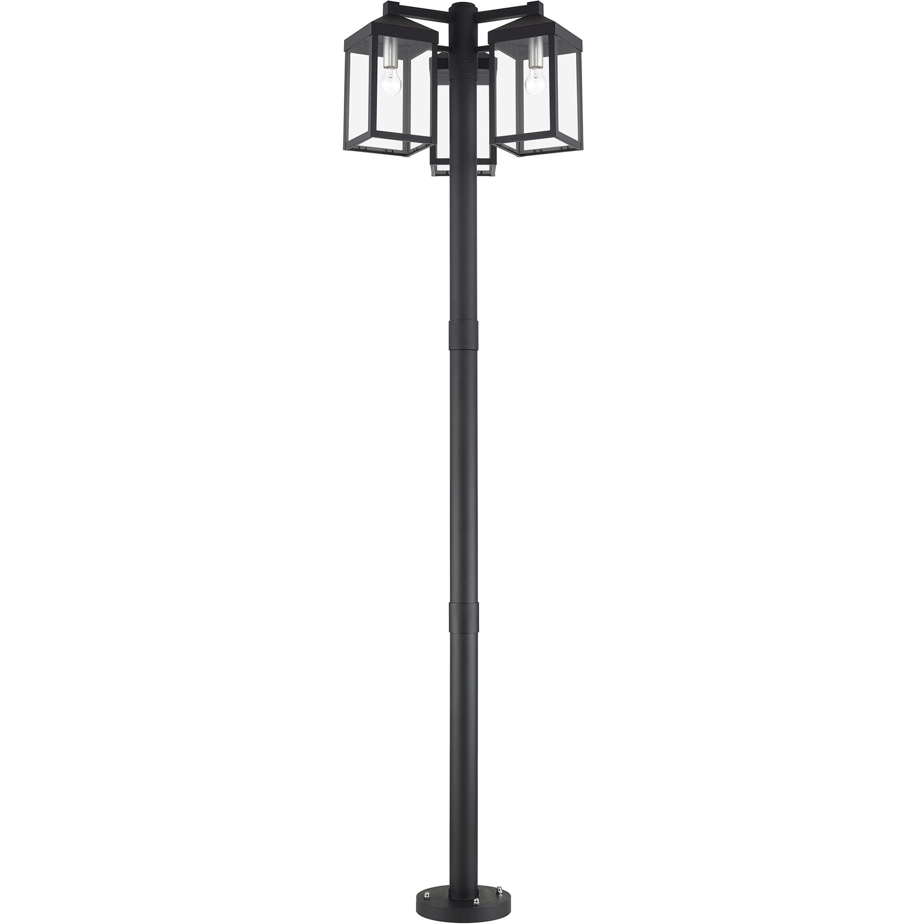 Nyack 3 Light 96.25 inch Black with Brushed Nickel Accents Outdoor 3 Head Post Light