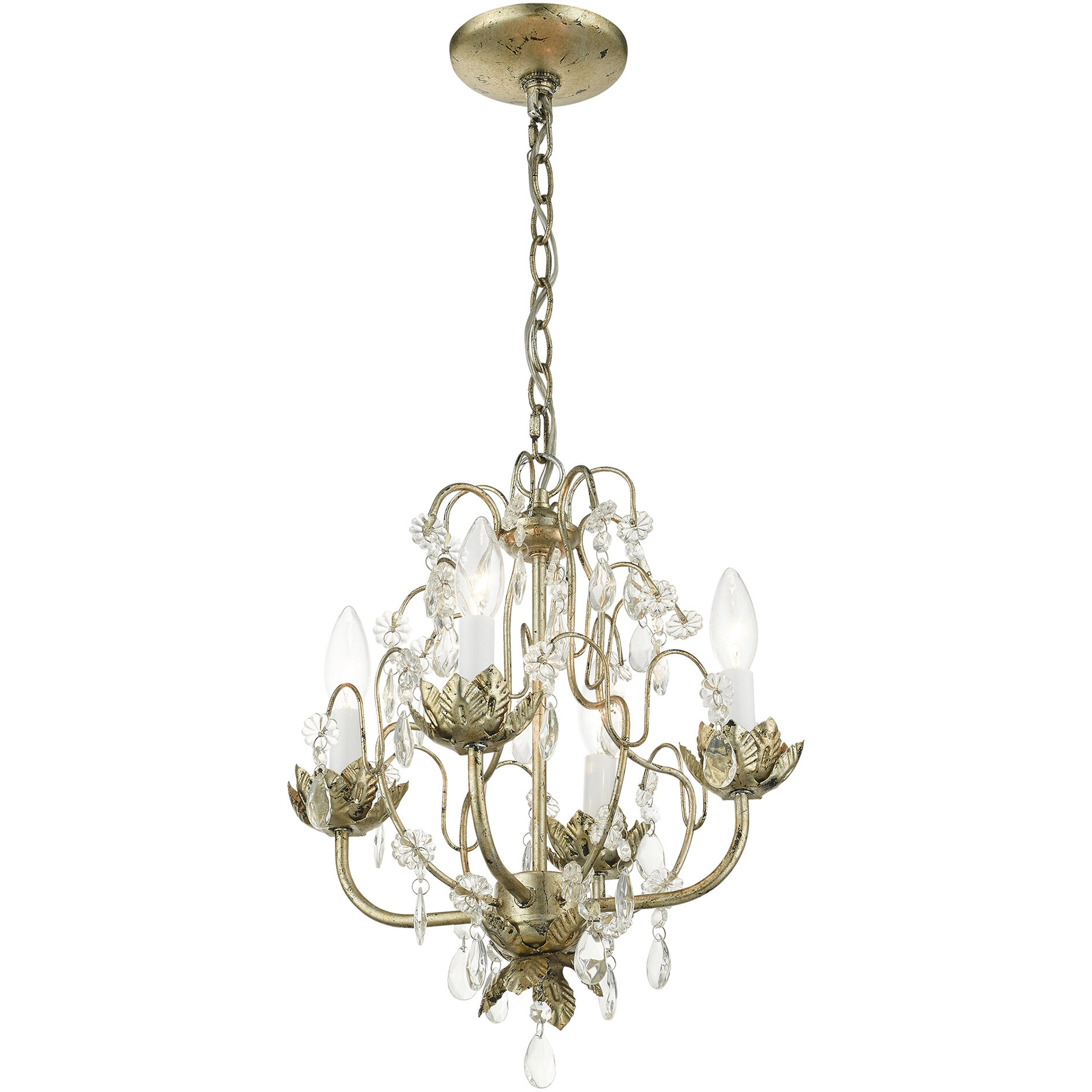 Acanthus 4 Light 14 inch Winter Gold Chandelier Ceiling Light