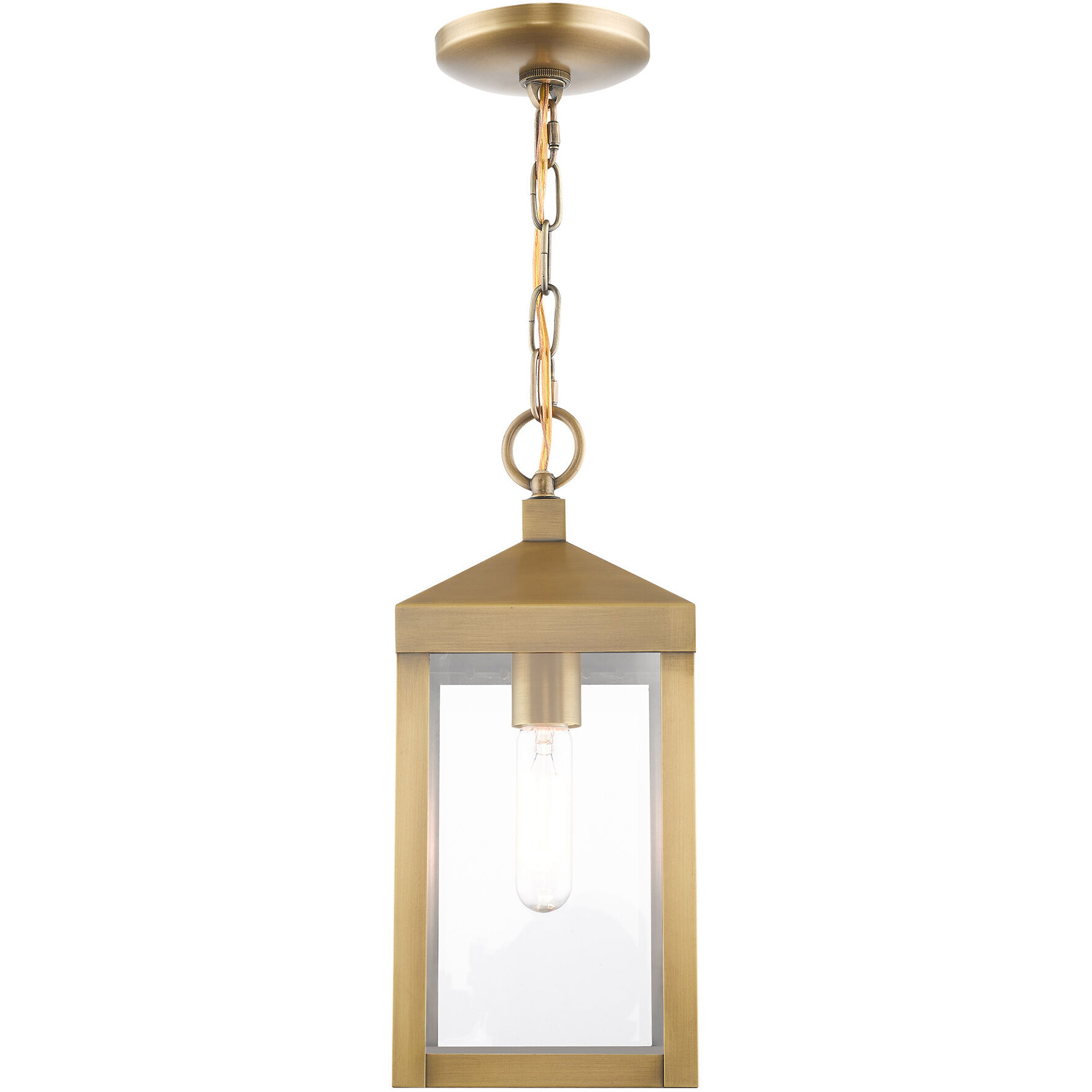 Nyack 1 Light 6 inch Antique Brass Outdoor Pendant Lantern