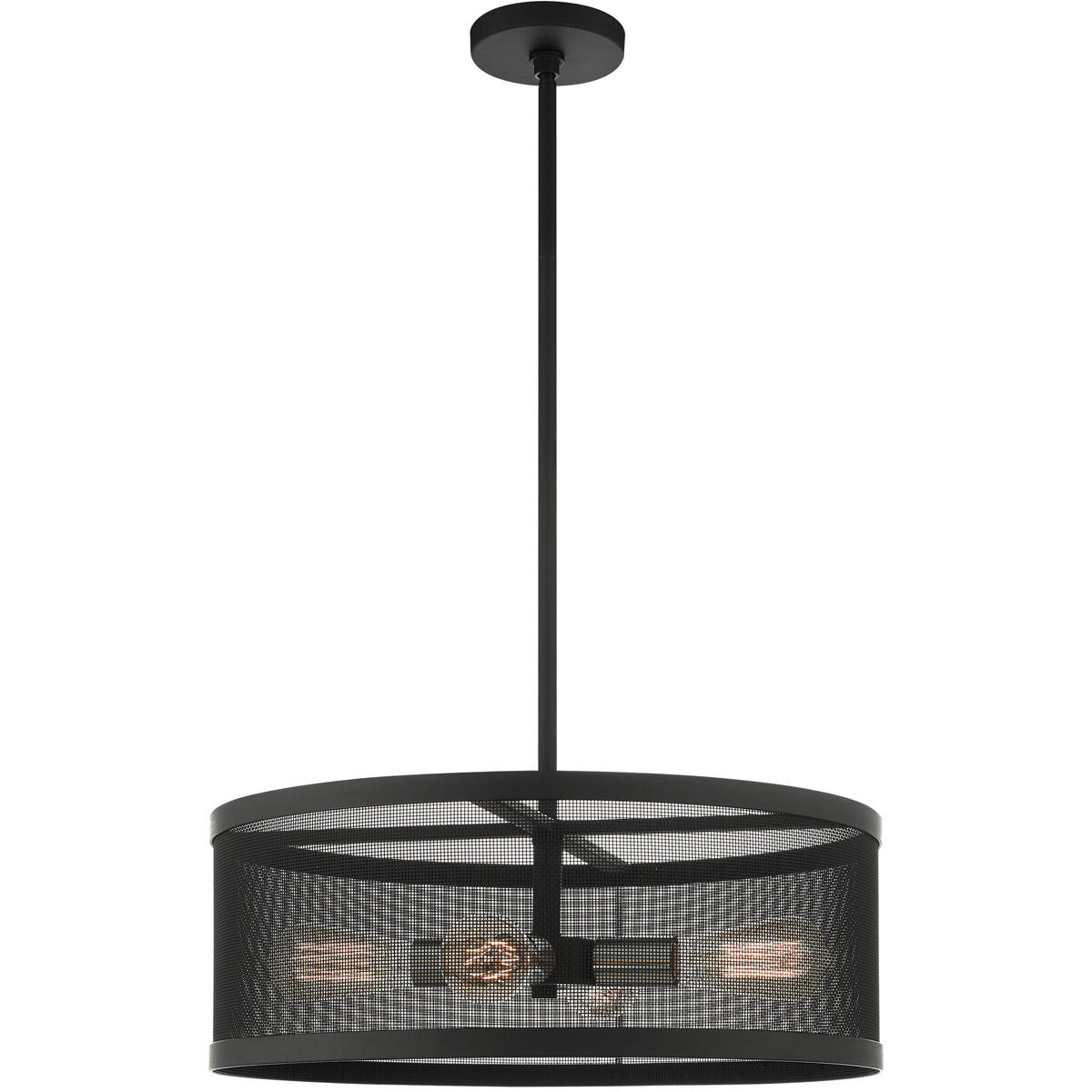 Industro 4 Light 20 inch Black with Brushed Nickel Accents Chandelier Ceiling Light