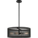 Industro 4 Light 20 inch Black with Brushed Nickel Accents Chandelier Ceiling Light