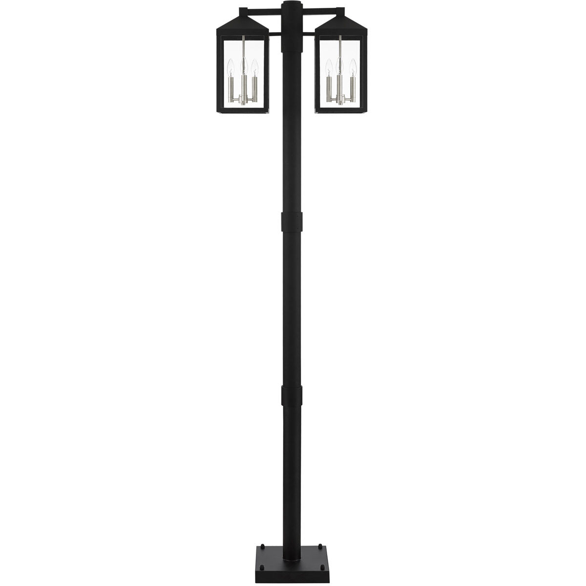 Nyack 6 Light 93 inch Black with Brushed Nickel Cluster Outdoor Post Light