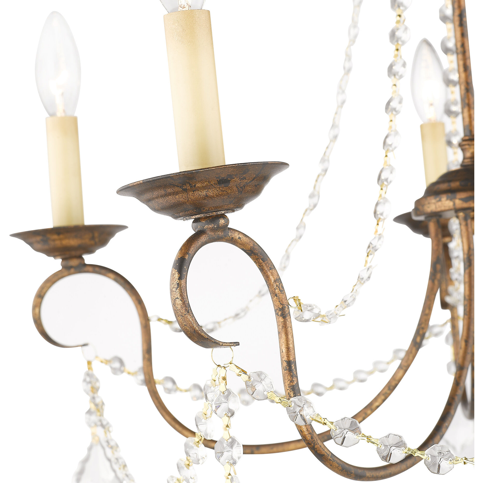 Pennington 5 Light 25 inch Hand Applied Venetian Golden Bronze Chandelier Ceiling Light