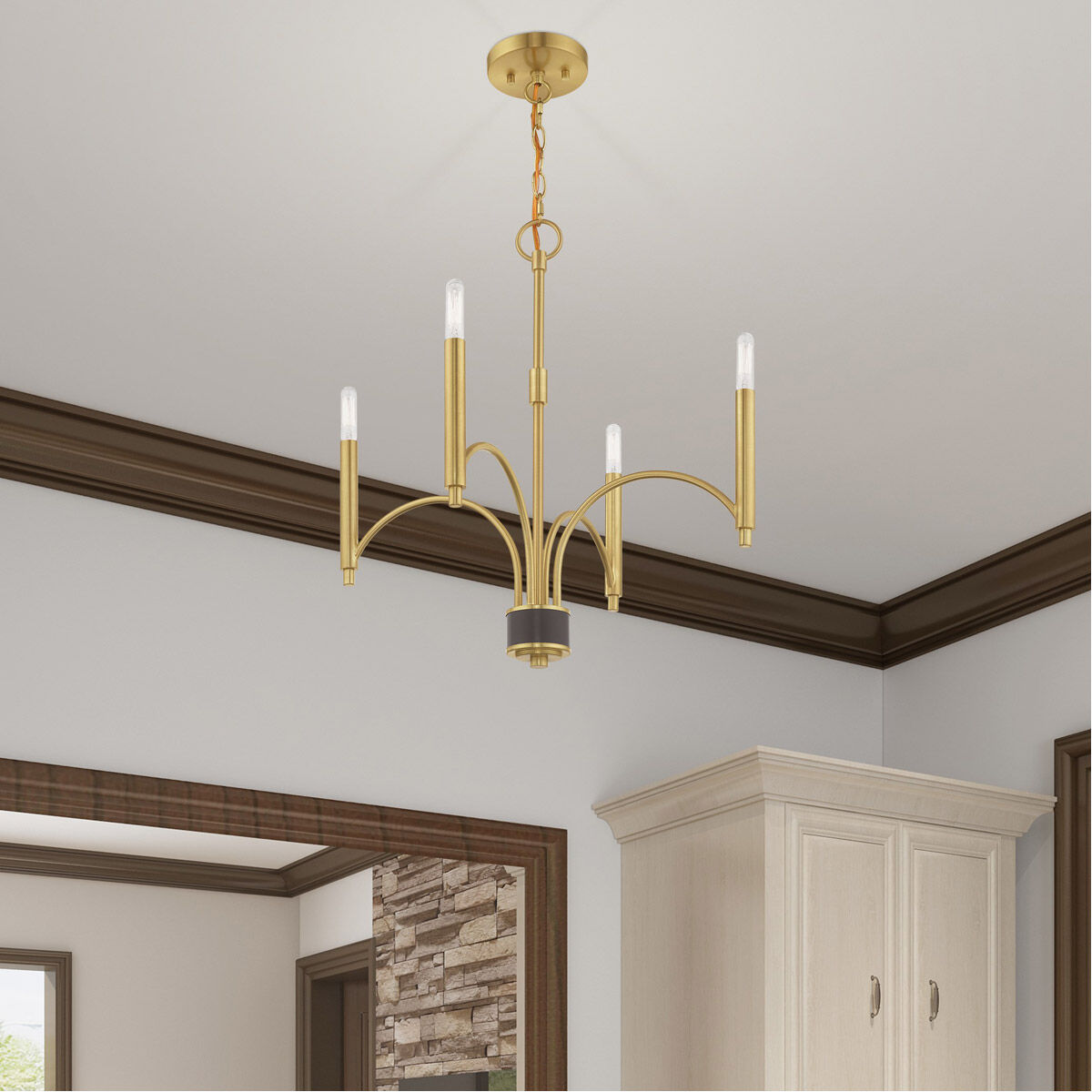 Wisteria 4 Light 19.75 inch Satin Brass Mini Chandelier Ceiling Light