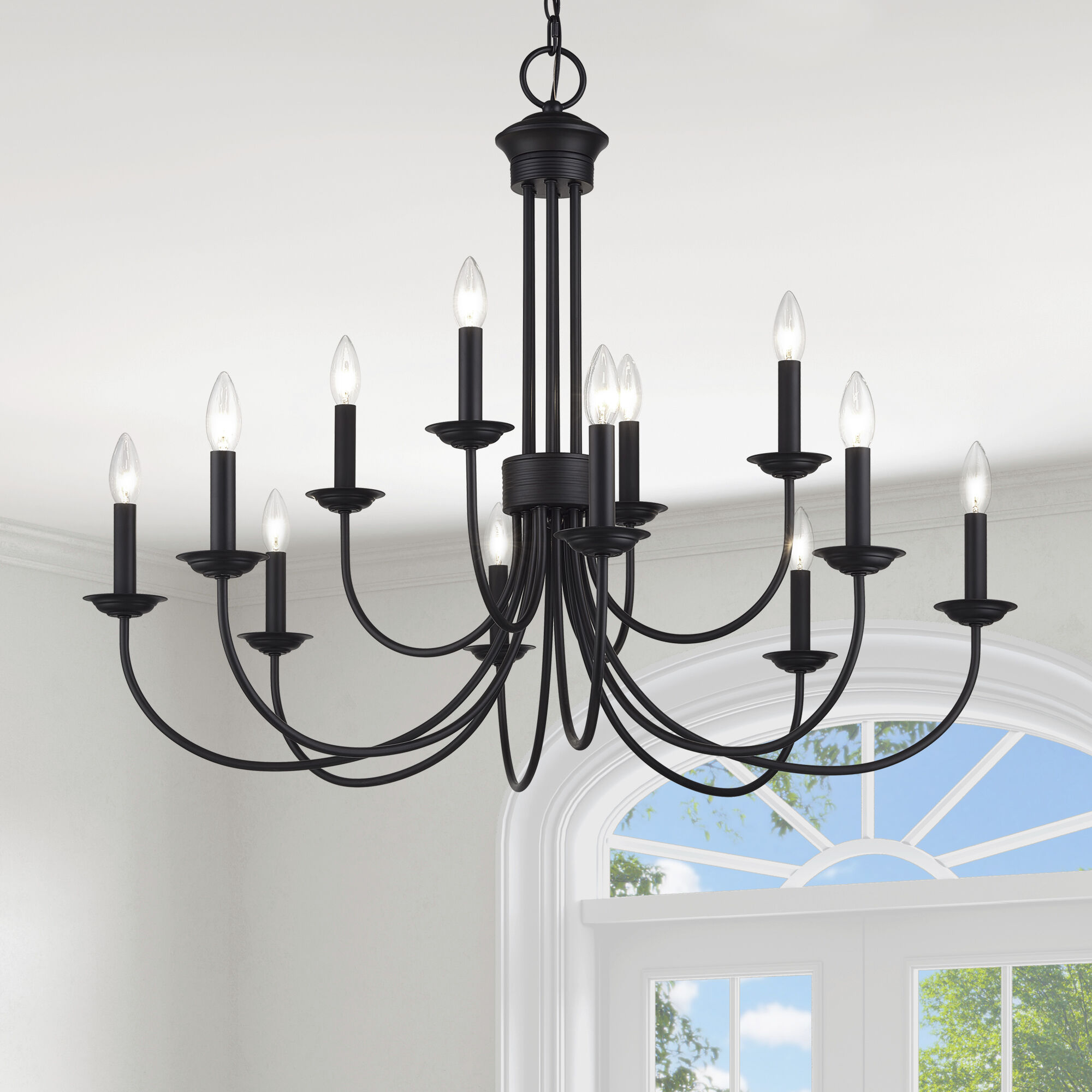 Estate 12 Light 36 inch Black 2-Tier Chandelier Ceiling Light