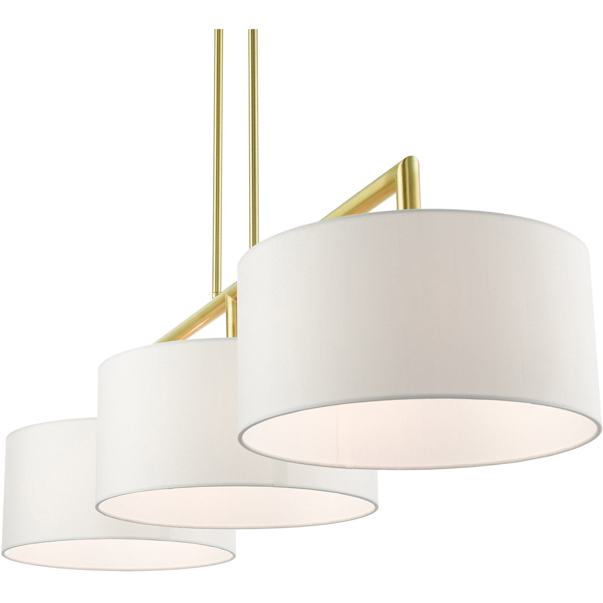 Meridian 3 Light 51 inch Satin Brass Linear Chandelier Ceiling Light