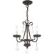Daphne 3 Light 14 inch English Bronze Mini Chandelier Ceiling Light