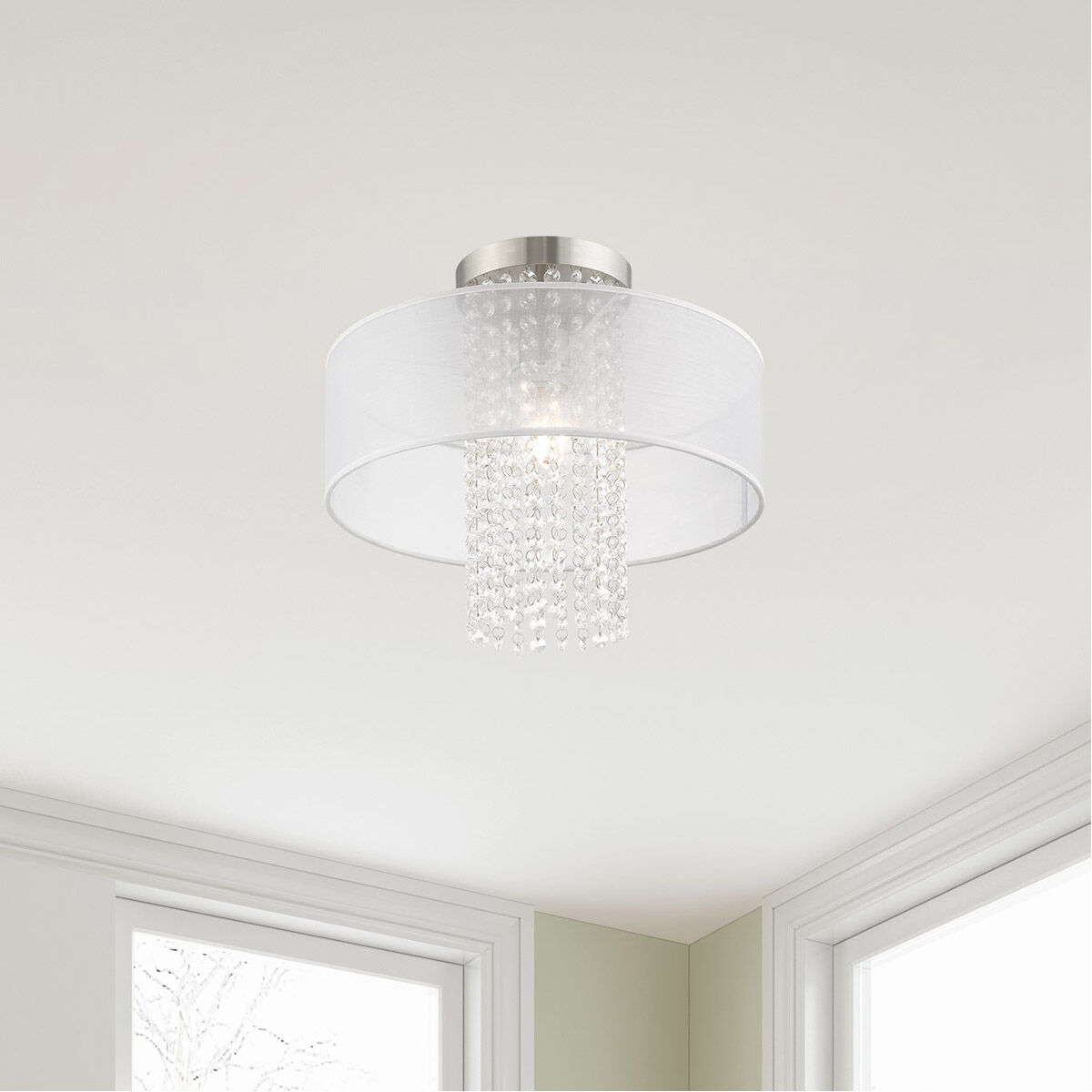 Bella Vista 1 Light 15 inch Brushed Nickel Semi-Flush Mount Ceiling Light