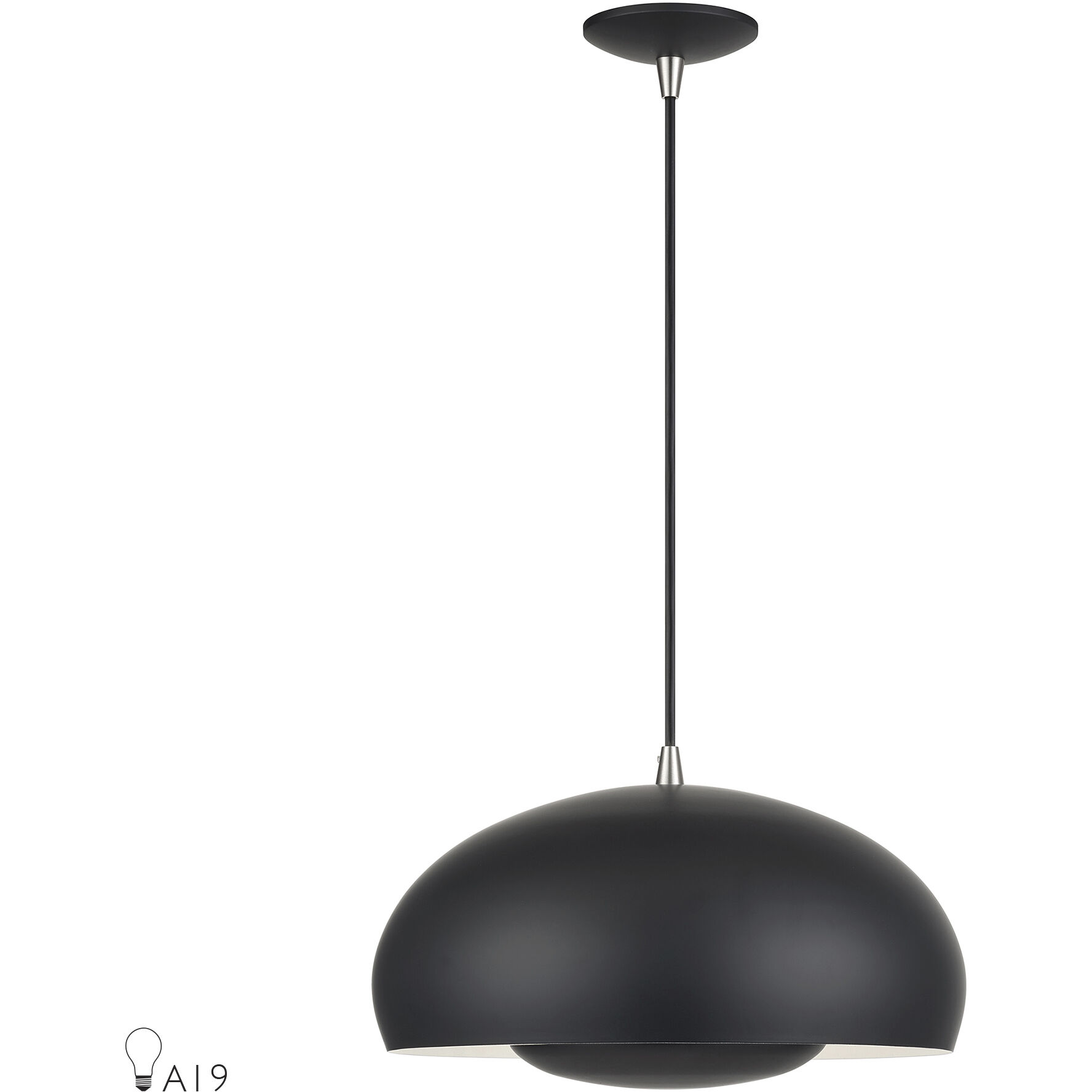 Domma 3 Light 17 inch Black with Brushed Nickel Accents Pendant Ceiling Light